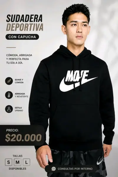 Sudadera deportiva con capucha negra - miniatura 1