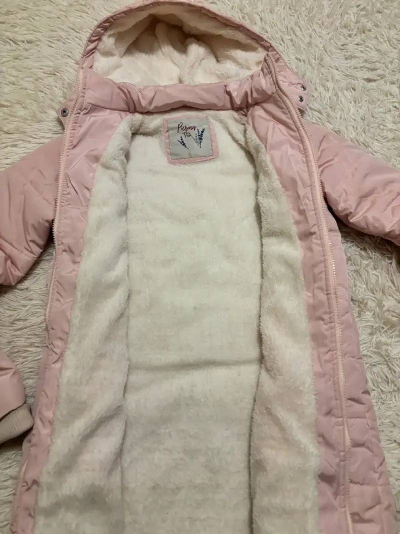 Parka rosada acolchada con capucha - 2
