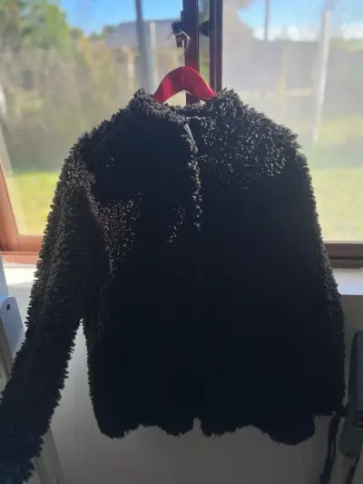 Chaqueta de lana negra cálida L - miniatura 1