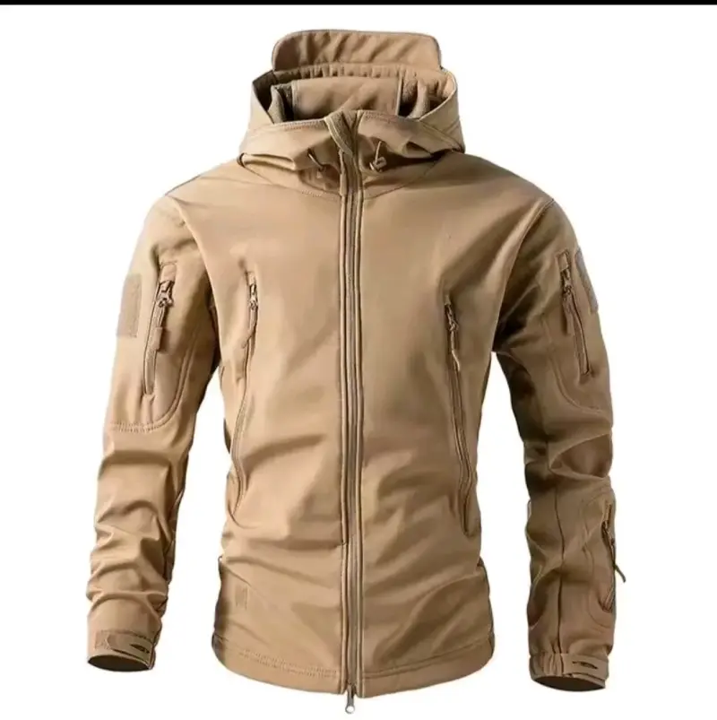 Chaqueta táctica beige con capucha - 2