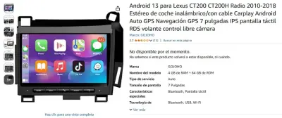 Lexus CT200 CT200H Radio 2010-2018 Android 13 - miniatura 2