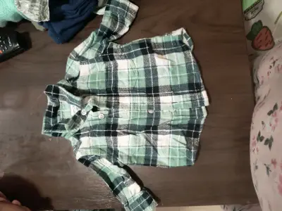 Camisa a cuadros verde infantil - miniatura 1