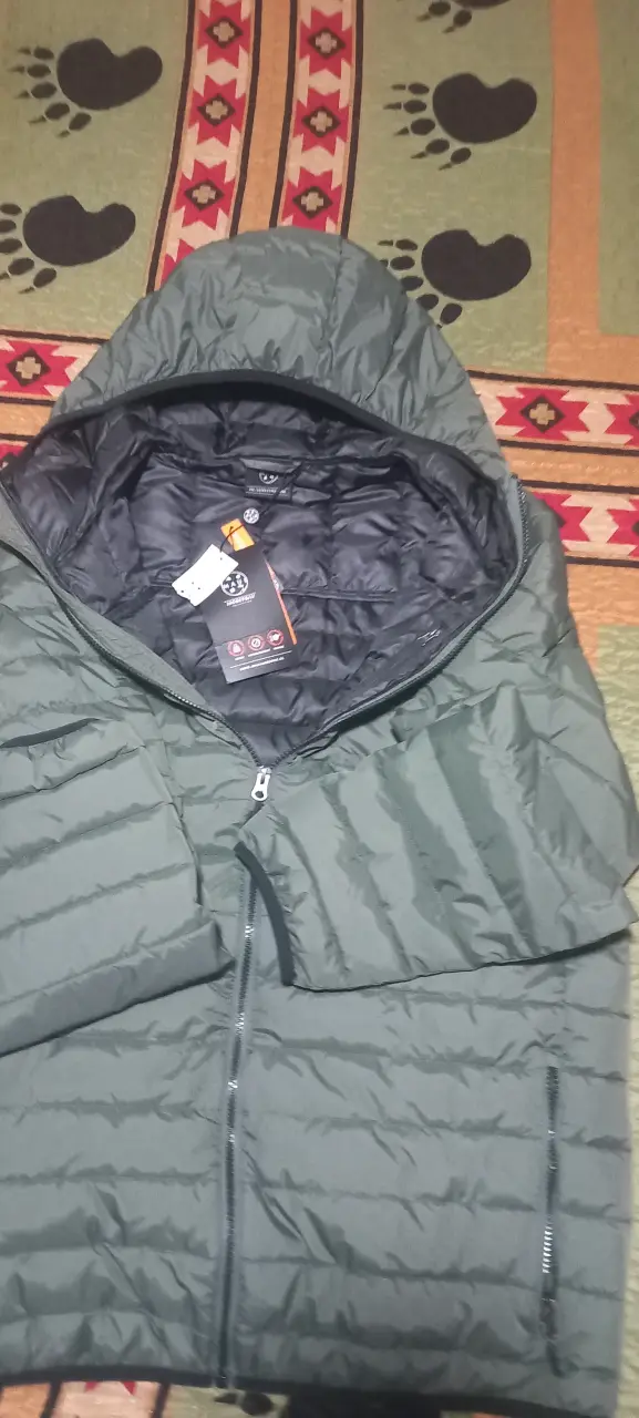 Chaqueta acolchada verde con capucha - 1