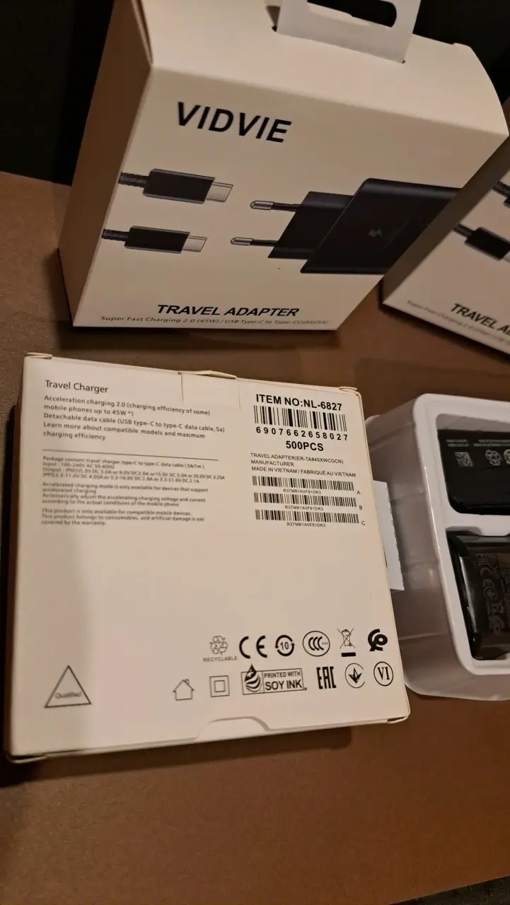 Cargador Carga Rápida 45W VIDVIE (Nuevo en Caja) - 3