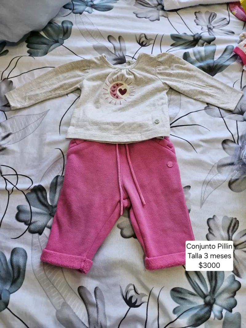 Conjunto para bebé Pillin gris y rosado