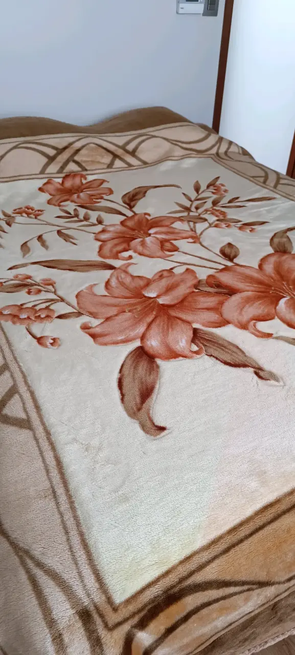Cobertor de cama floral beige,frasada - 3