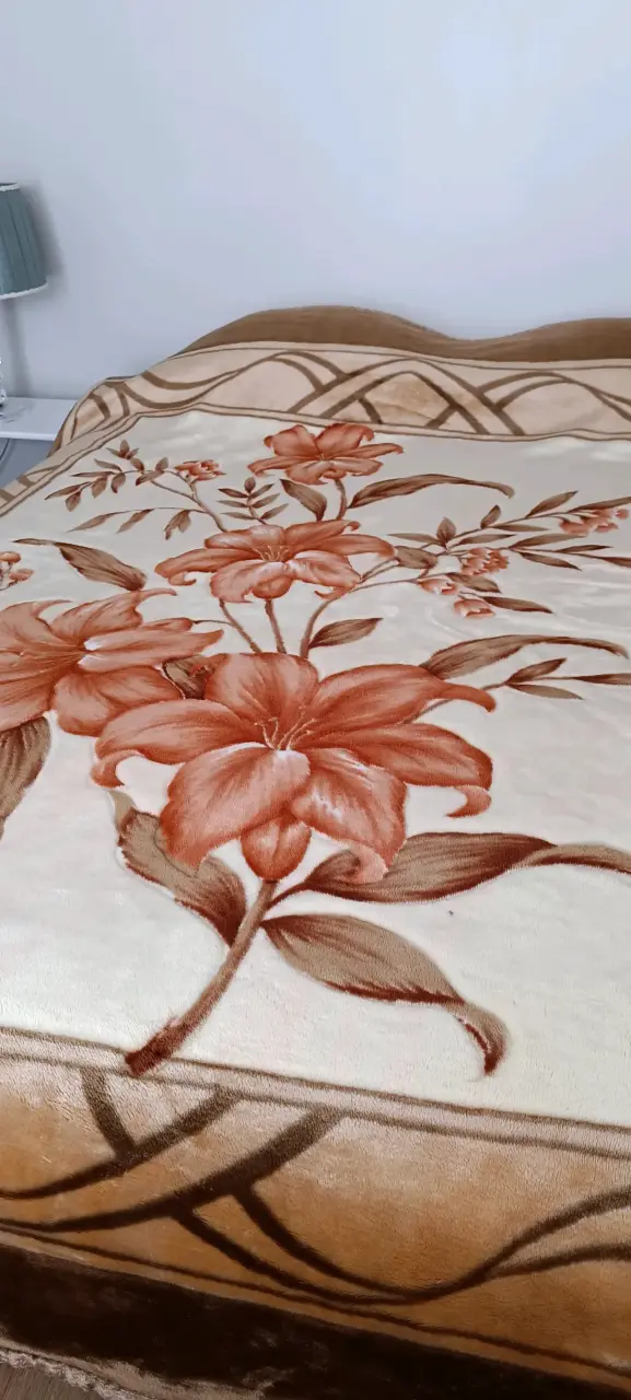 Cobertor de cama floral beige,frasada - 6