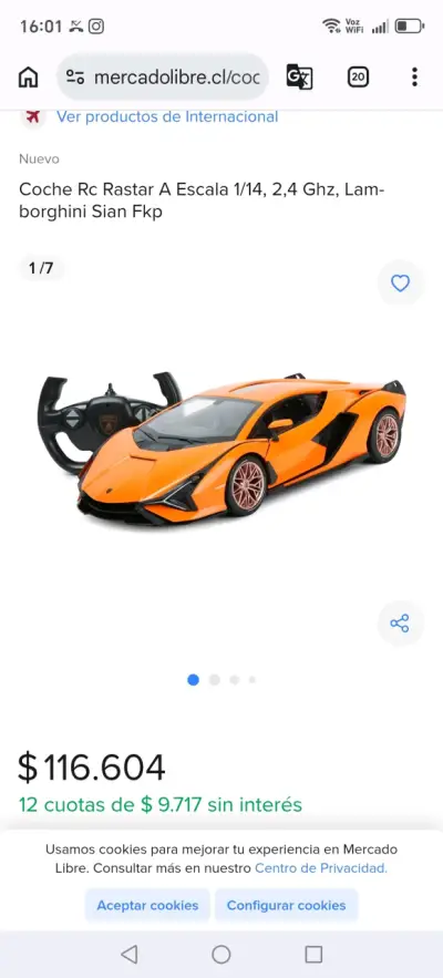 Auto RC Lamborghini Sian Naranja - miniatura 1