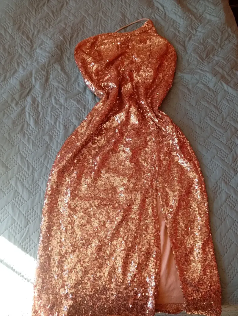 Vestido lentejuelas dorado - 1