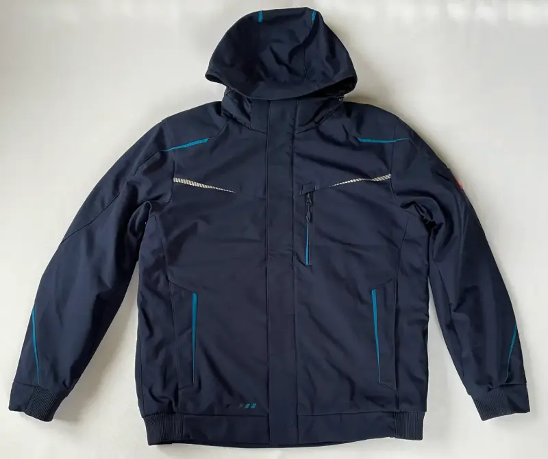 Chaqueta impermeable azul con capucha - 1