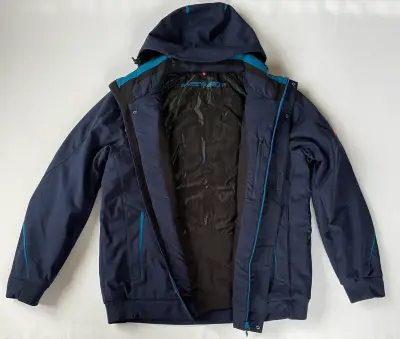 Chaqueta impermeable azul con capucha - miniatura 2