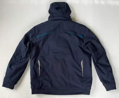 Chaqueta impermeable azul con capucha - miniatura 4