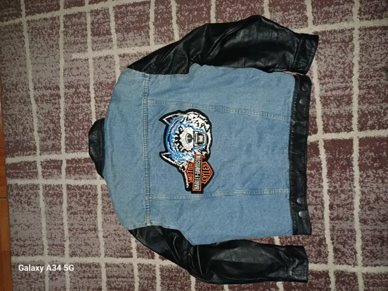 Chaqueta denim con mangas de cuero - 1