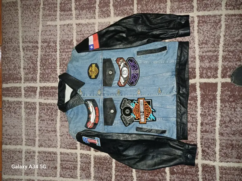 Chaqueta denim con mangas de cuero - 2