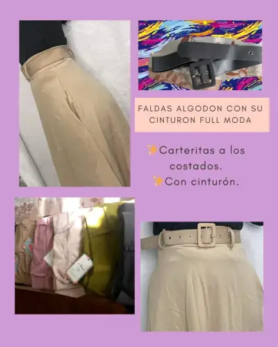 Falda plato con cinturon S M L XL - miniatura 3