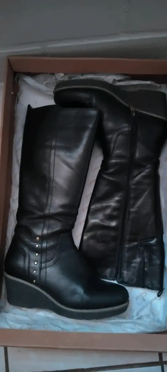 Botas largas negras de cuero Gacel - 1