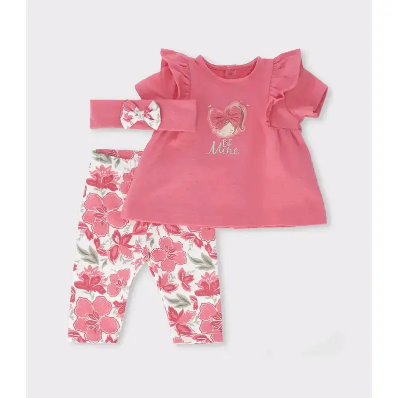 Conjunto bebé rosa con flores, limonada