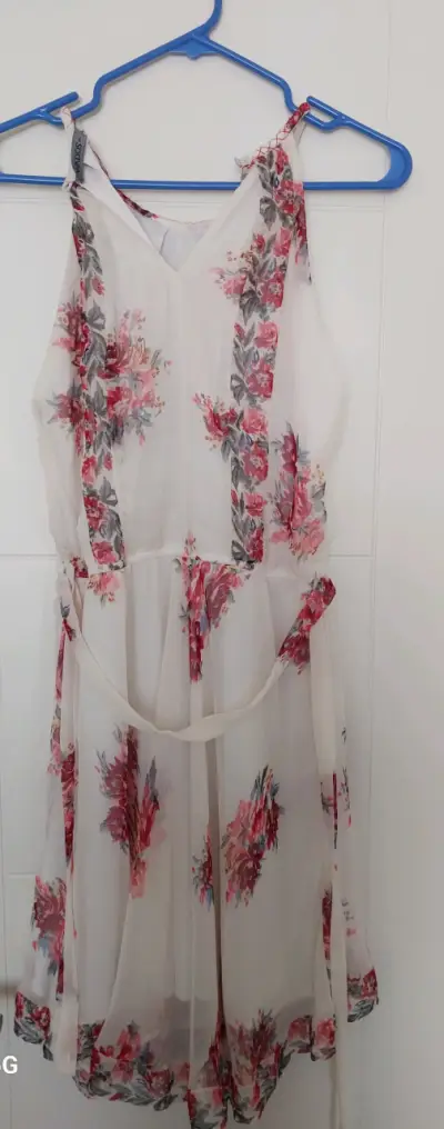 Vestido floral blanco sin mangas - miniatura 1