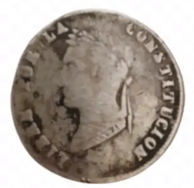Moneda antigua de plata 1854 4 Soles Republ - miniatura 1