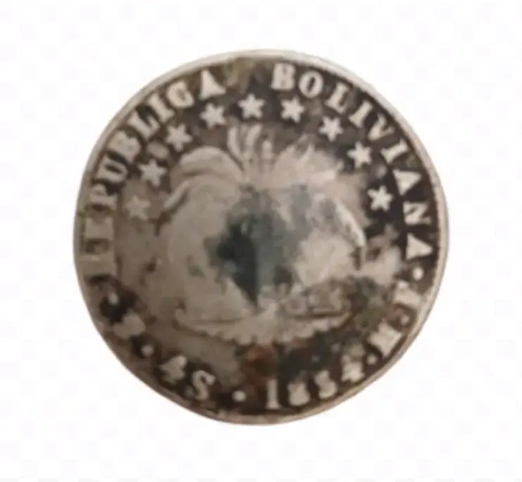 Moneda antigua de plata 1854 4 Soles Republ - 2
