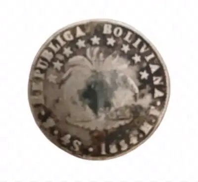 Moneda antigua de plata 1854 4 Soles Republ - miniatura 2