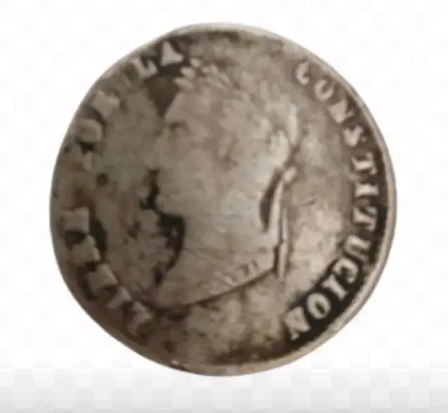 Moneda antigua de plata 1854 4 Soles Republ - 3