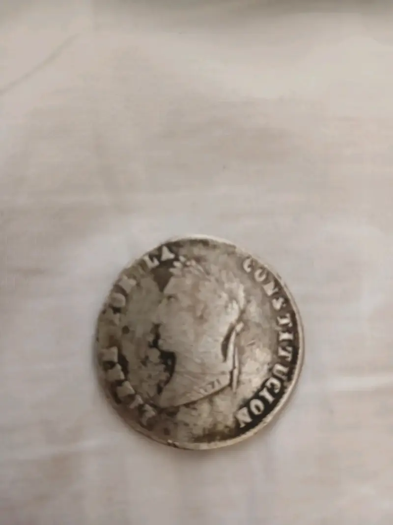 Moneda antigua de plata 1854 4 Soles Republ - 4