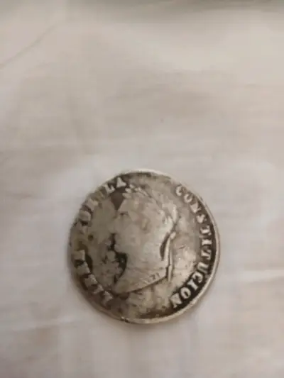 Moneda antigua de plata 1854 4 Soles Republ - miniatura 4