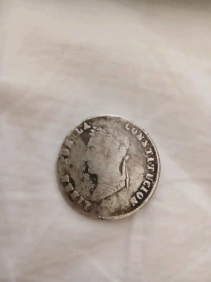 Moneda antigua de plata 1854 4 Soles Republ - 5