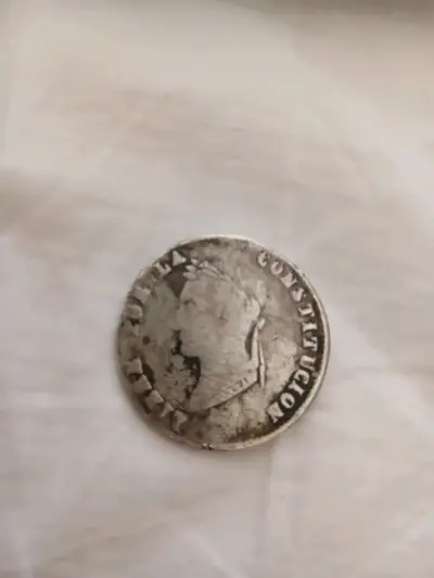 Moneda antigua de plata 1854 4 Soles Republ - miniatura 5