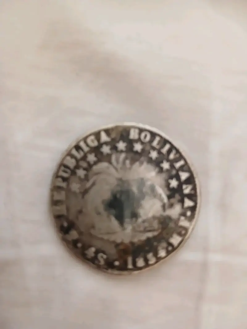 Moneda antigua de plata 1854 4 Soles Republ - 6