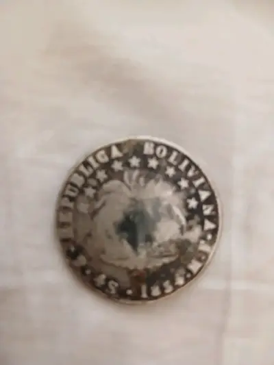 Moneda antigua de plata 1854 4 Soles Republ - miniatura 6