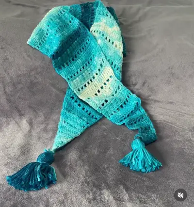 Chal tejido azul turquesa - miniatura 1