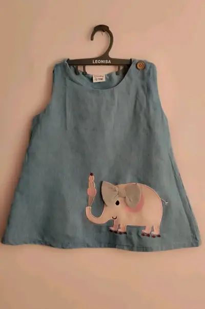 Vestido azul elefante bebé - miniatura 1