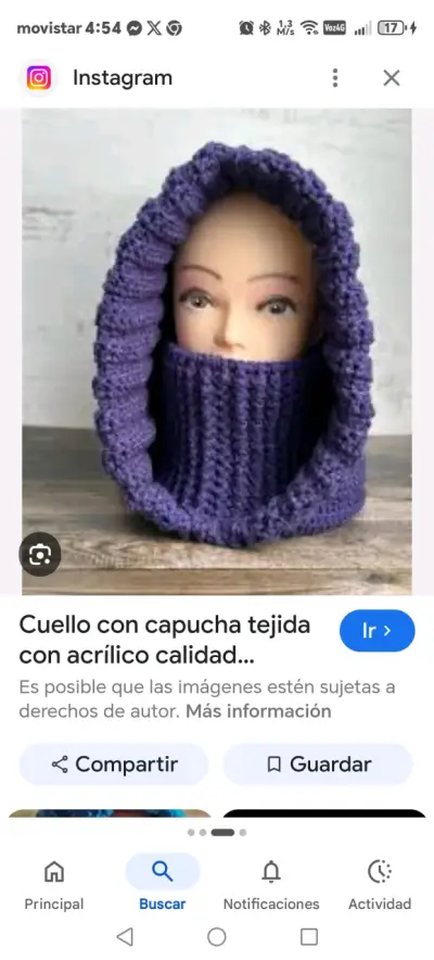 Cuello tejido con capucha morado - miniatura 1