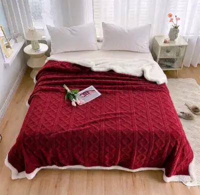 Frazada cama Burdeo con diseño de 2 Plazas - miniatura 1