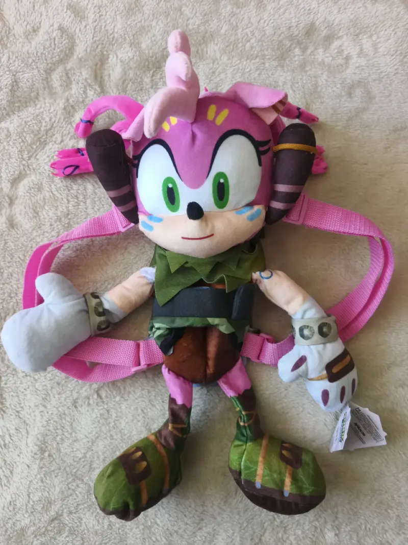 Mochila peluche rosa para niños Sonic - 1