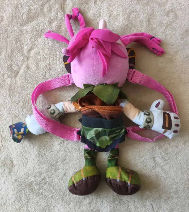 Mochila peluche rosa para niños Sonic - 2