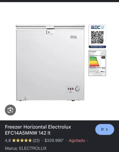 Freezer horizontal Electrolux 142 lt - miniatura 1