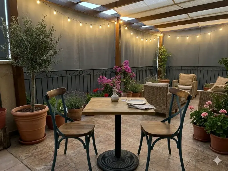 Set de terraza con mesa y sillas