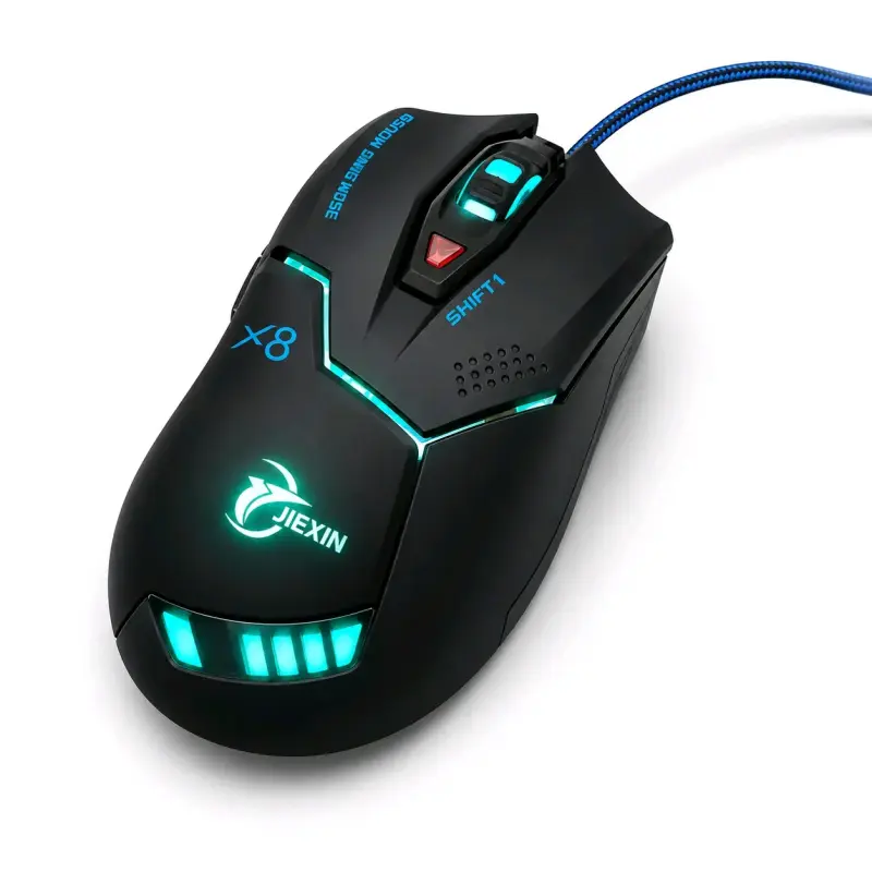 Mouse gaming Jiexin X8 con luces - 1