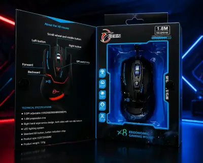 Mouse gaming Jiexin X8 con luces - miniatura 4
