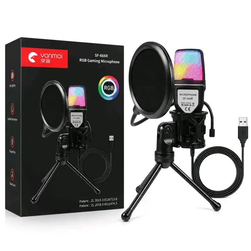 Micrófono gaming RGB USB yanmai - 4