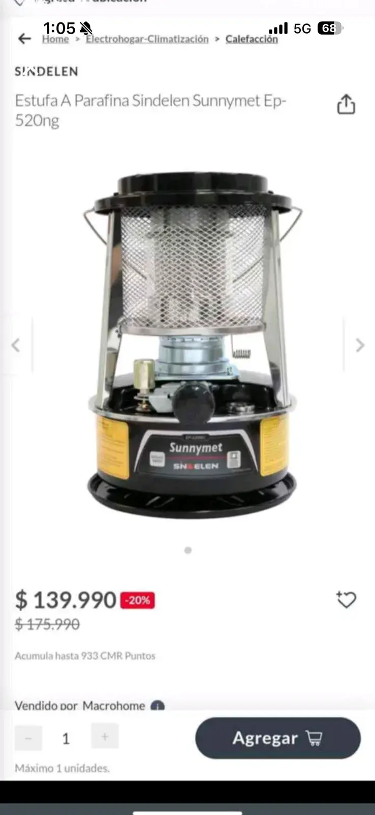 Estufa a parafina Sunnymet EP-520NG - 2