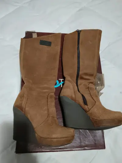 Botas de gamuza marrón con plataforma - miniatura 2