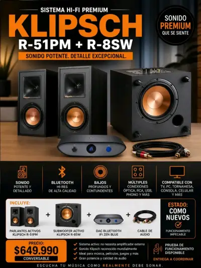 Sistema Hi-Fi Klipsch R-51PM + R-8SW - miniatura 1