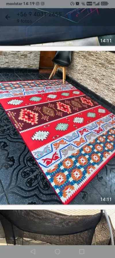Alfombra étnica multicolor grande - miniatura 1