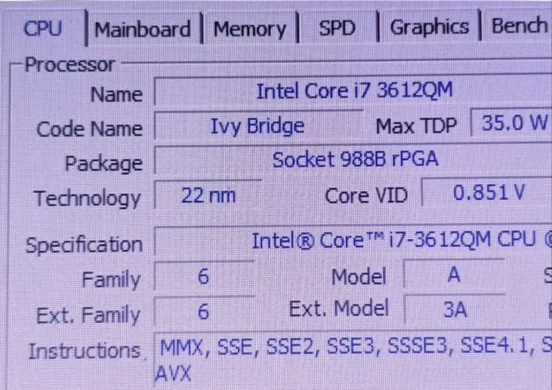 Procesador Intel core i7 3612QM - 2