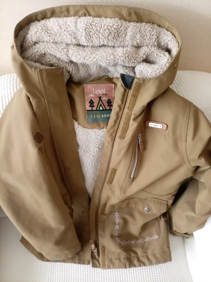 Parka infantil verde  con forro - 1