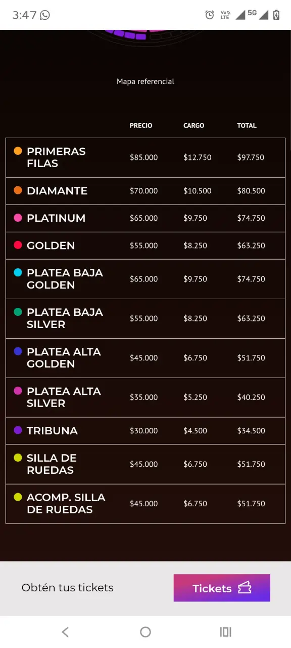 Venta de entrada Natalia Lafourcade - 1